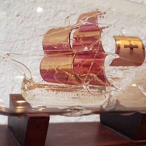 MAYFLOWER Ship In A Bottle + Base